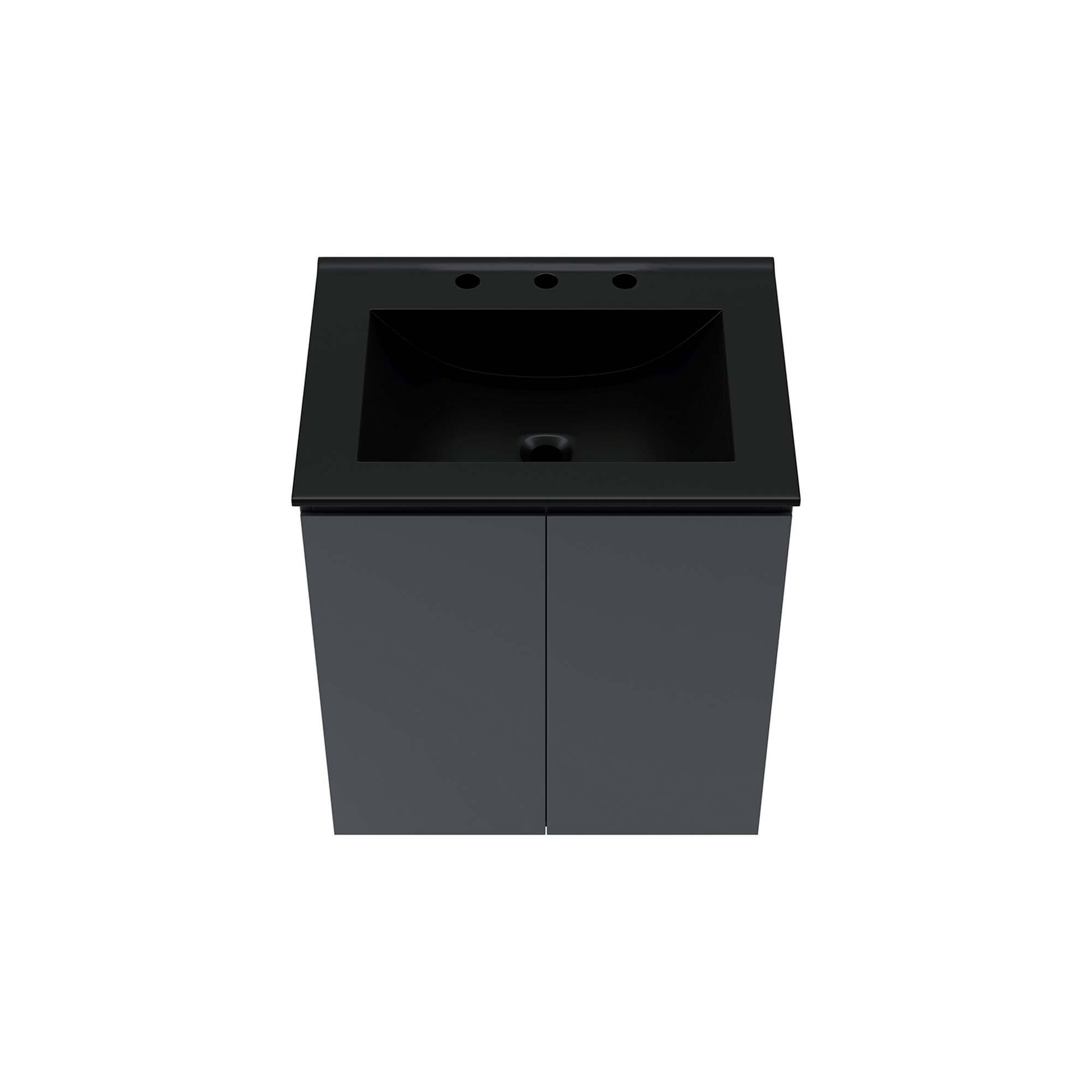 Alt View 4. Modway - Bryn Wall-Mount Bathroom Vanity Basin Included - Gray Black.