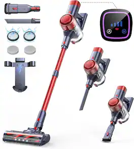 Buture - Cordless Vacuum Cleaner, 450W 38Kpa Vacuum Cleaners for Home Stick Vacuum with Aromatherapy Design - Red