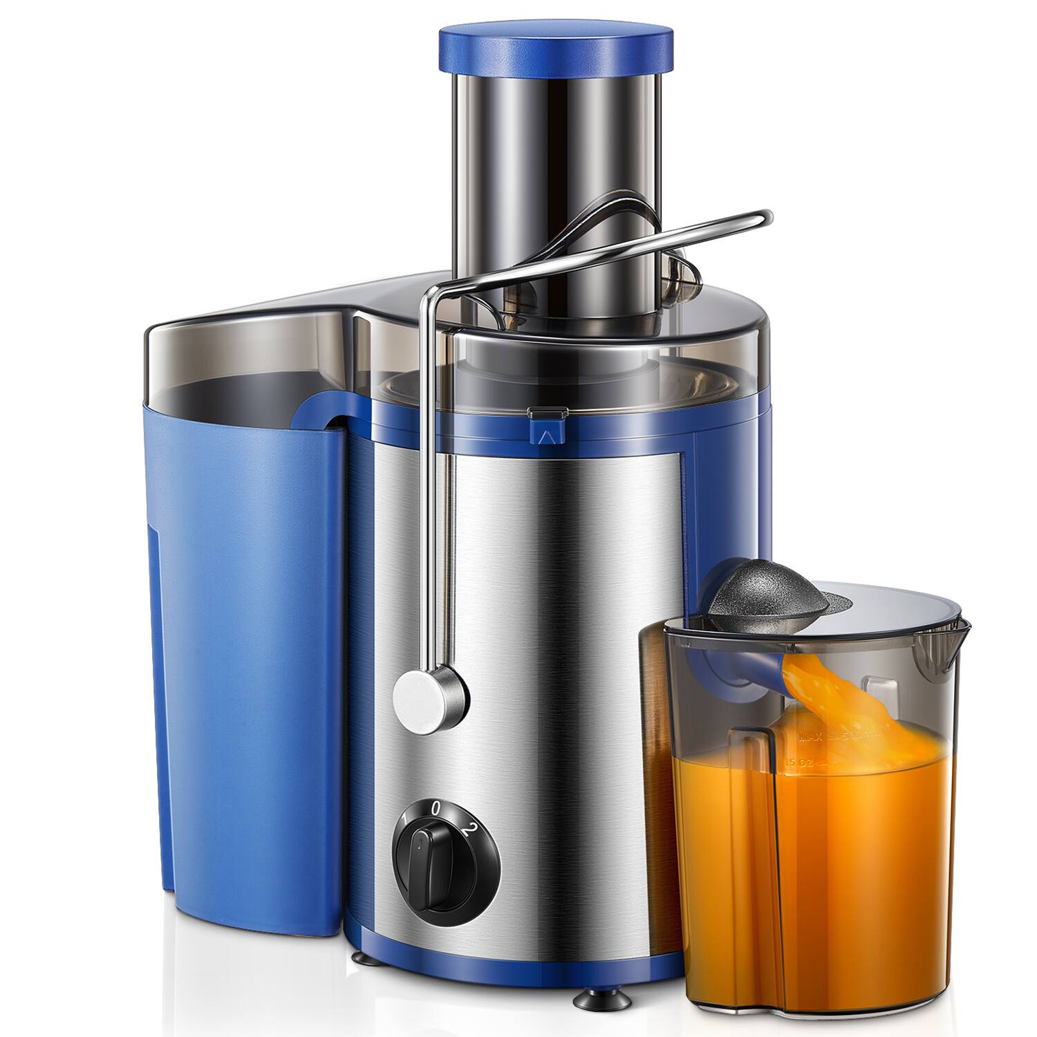KEINVE - Juicer Machine, 500W Centrifugal Juicer Extractor with Wide Mouth 3” Feed Chute, Stainless Steel, BPA-free - Blue