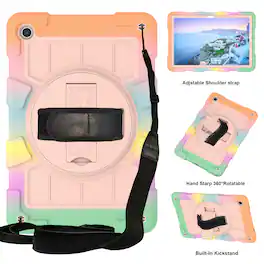 Dteck - Heavy Duty Rugged Case for Samsung Galaxy Tab A9+ (A9 Plus) 11-inch 2023,Shockproof Kickstand Cover with Shoulder Strap - M