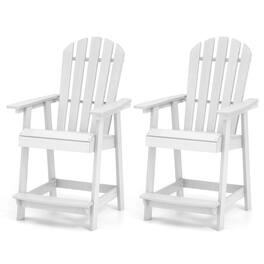 Gymax - 2PCS Tall Bar Stool HDPE Chair w/ Armrest Footrest Home Indoor Outdoor Patio - White