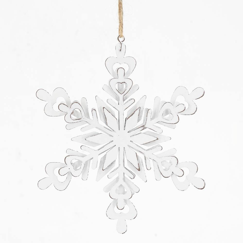 Angle. Dexmalle - Dexmalle-6.3x1.8x6.7 Christmas Tree Decorative Iron Snowflake Hanger,Set of 6-White - White.