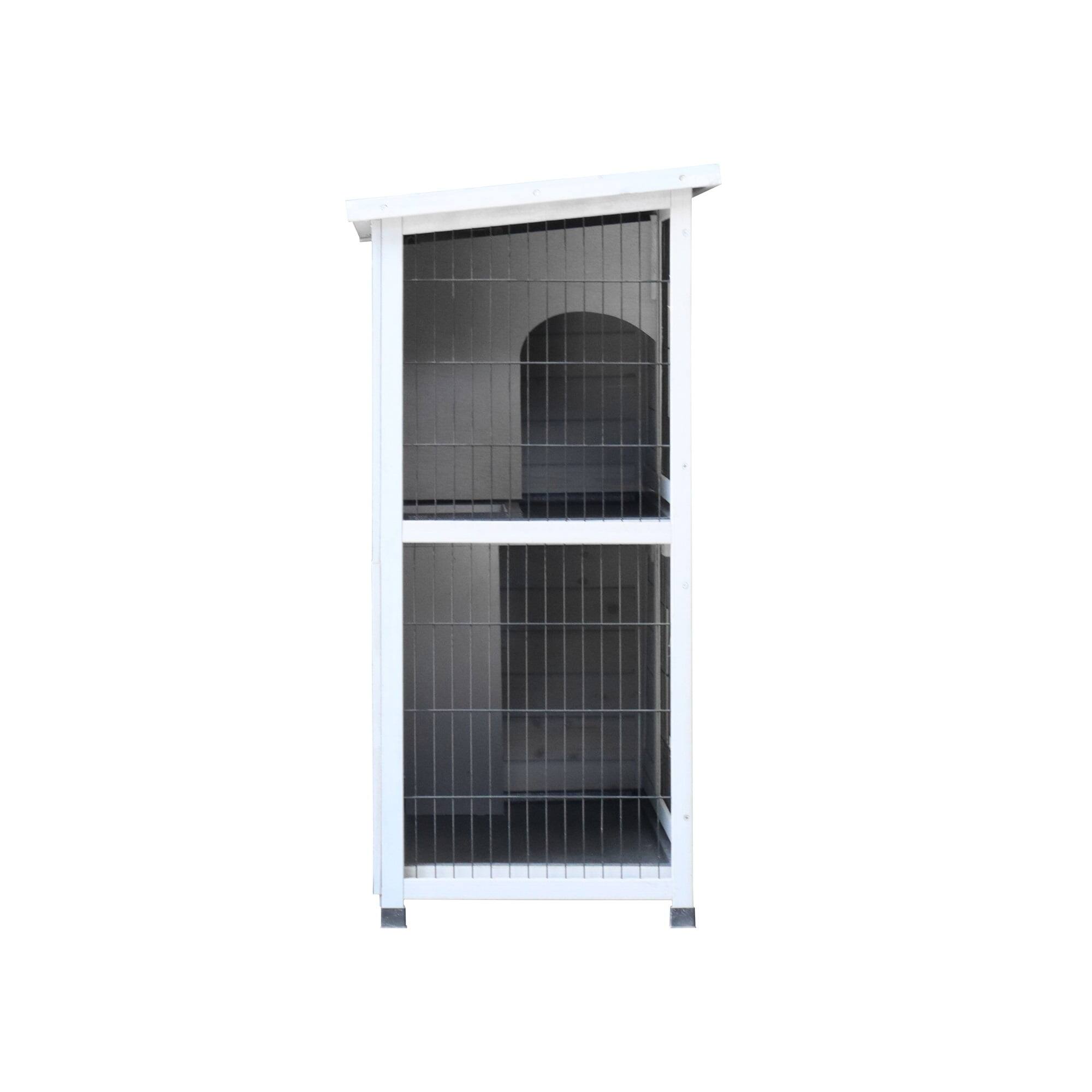 Left. Pefilos - 41" Rabbit Hutch with Tray,  2-Tier Wooden Bunny House Guinea Pig Cages with Ramp.
