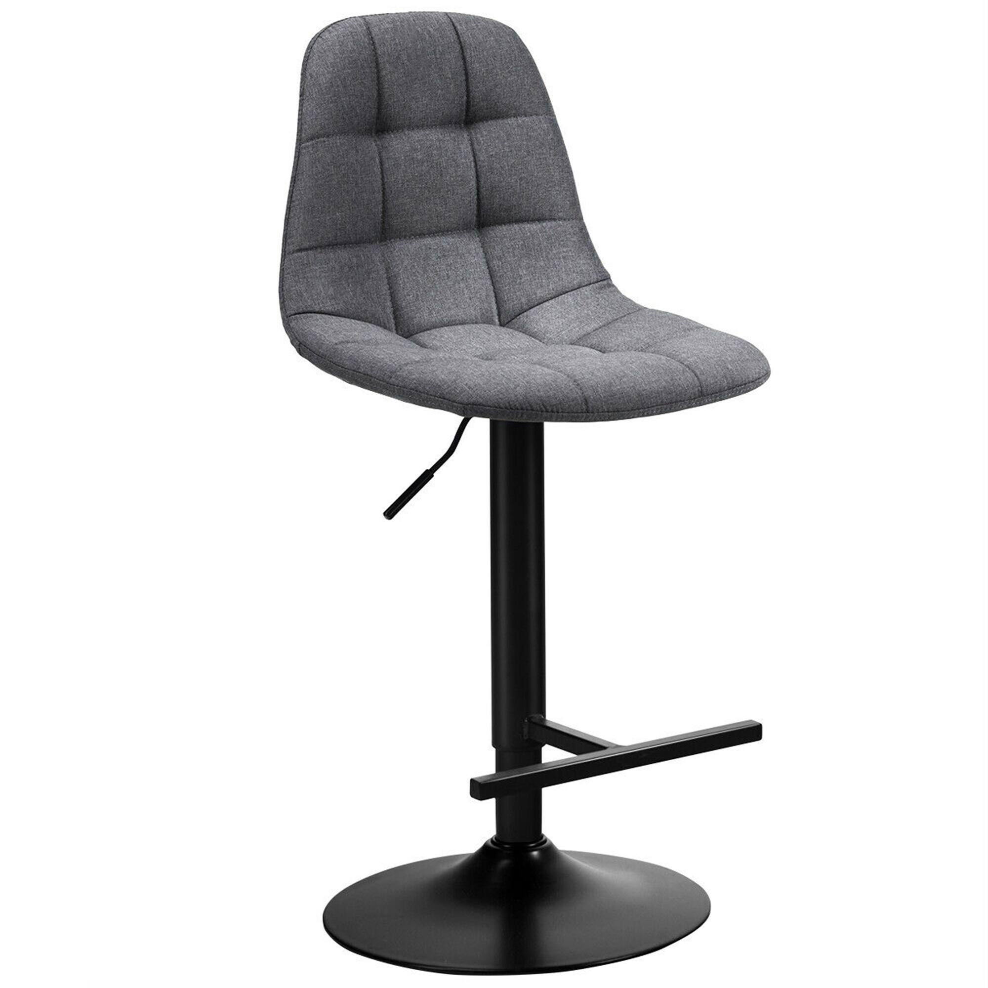 Alt View 5. Gymax - Gymax Set of 4 Adjustable Bar Stools Swivel Counter Height Linen Chairs with Back Gray - Grey.