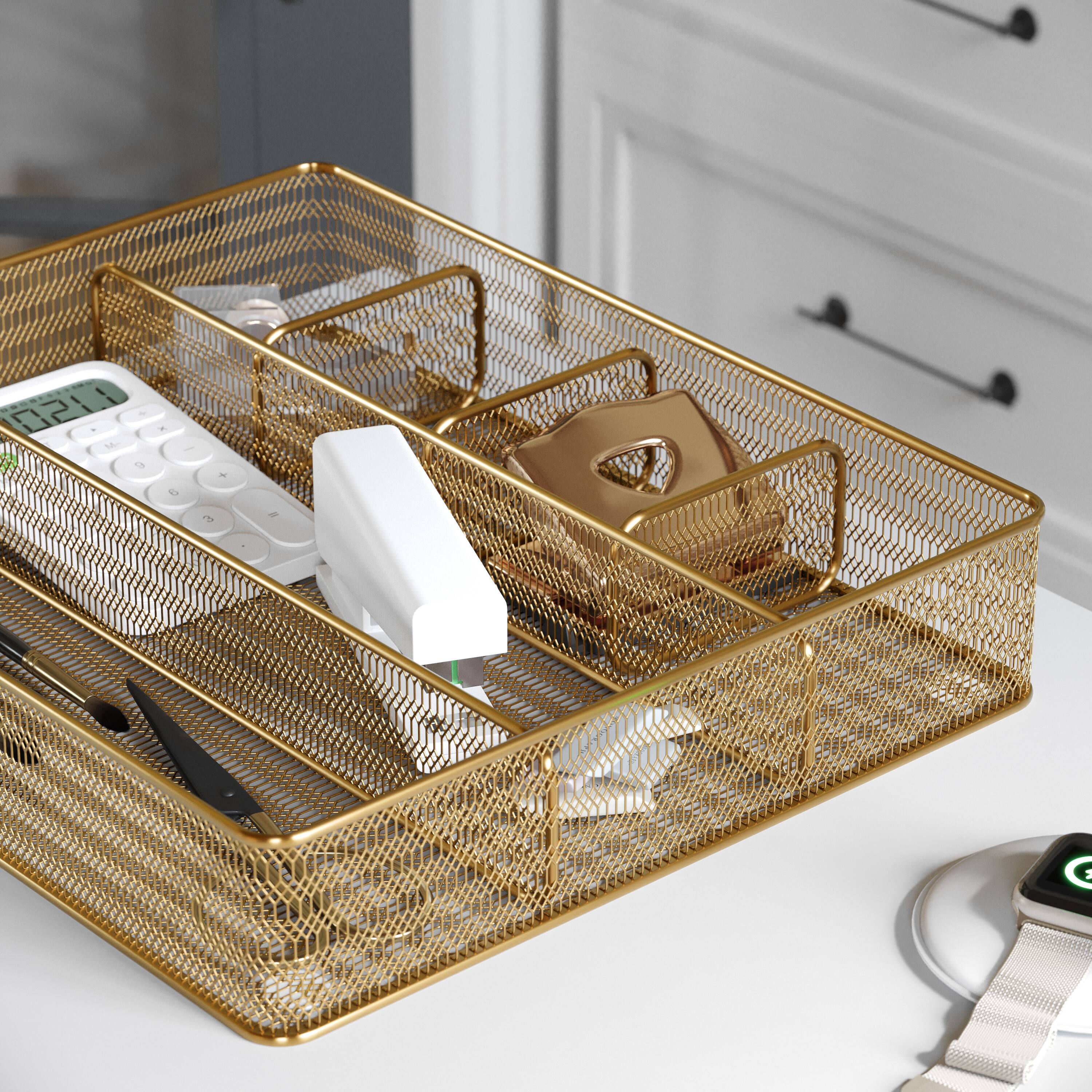 Alt View 13. Martha Stewart - Ryder Premium Mesh Metal Large Drawer Organizer - Gold.