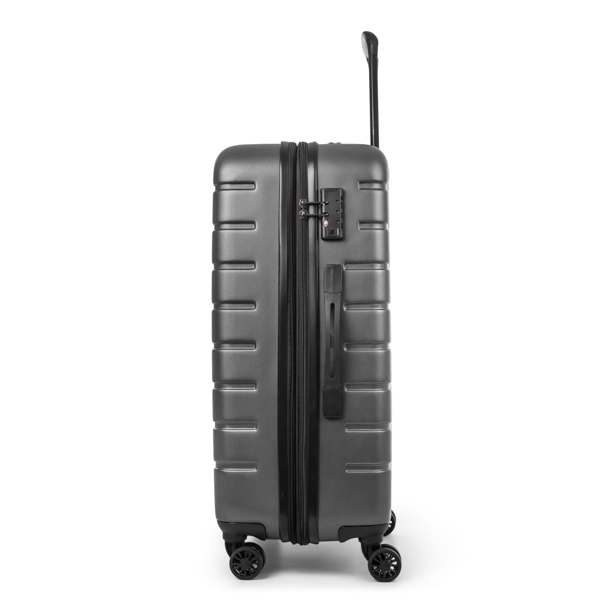 Left View: Bugatti - 24" Geneva Suitcase - Charcoal