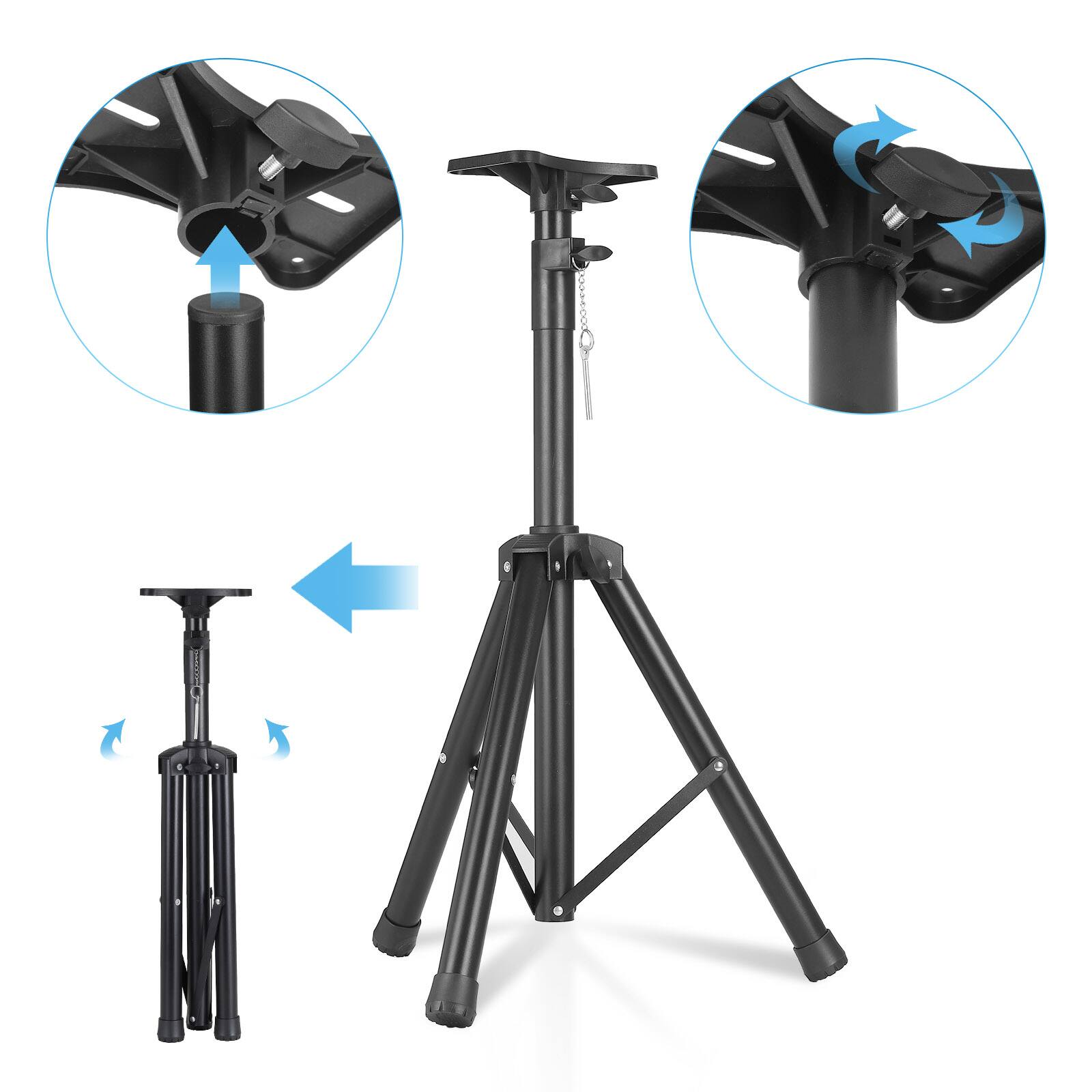 Alt View 3. Unique Bargains - PA Speaker Stands, Adjustable Height 28" to 55", DJ Tripod Stand with Mounting Bracket Universal - Black.