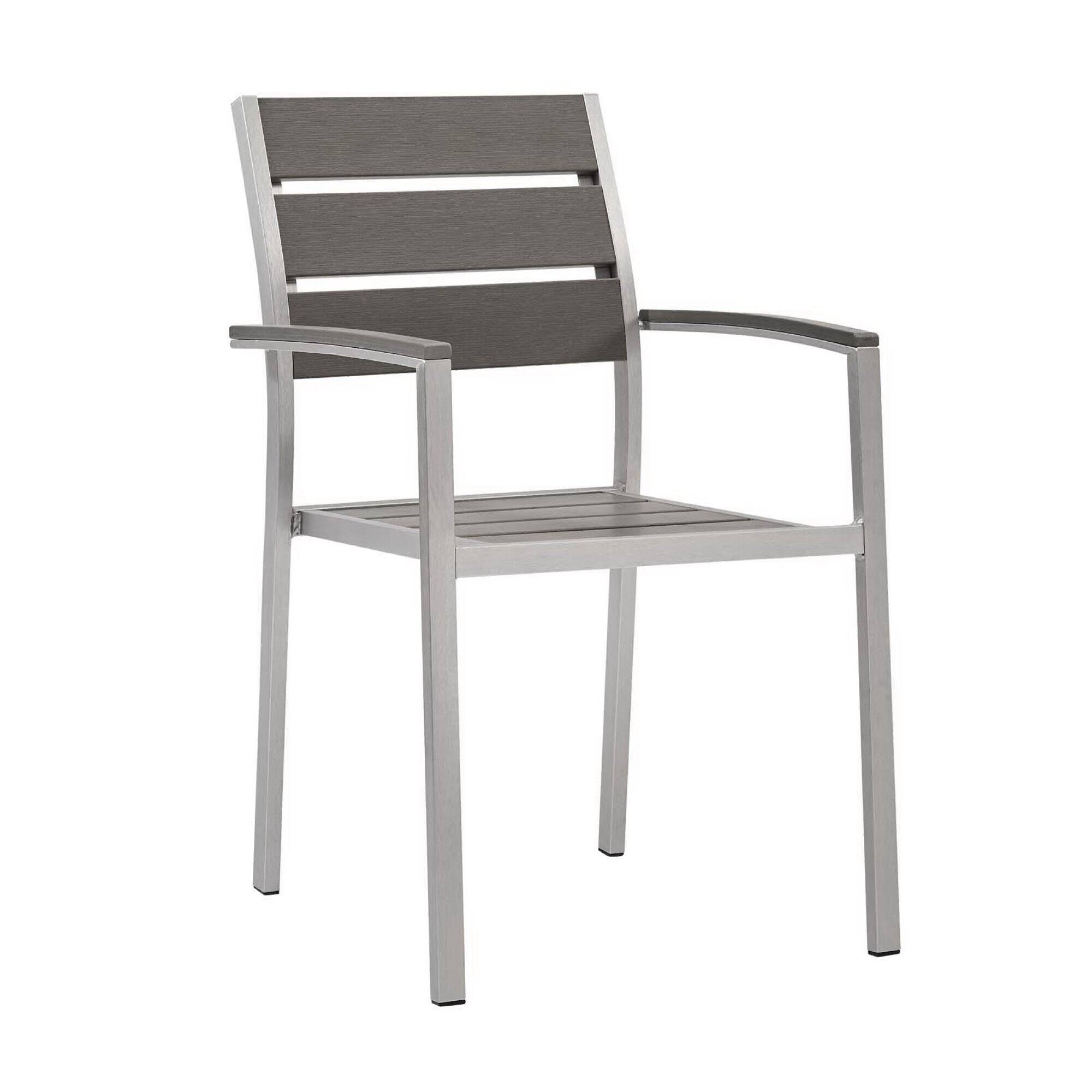 Left. Modway - Shore Outdoor Patio Aluminum Dining Armchair Set of 2 by Modway - Silver Gray.