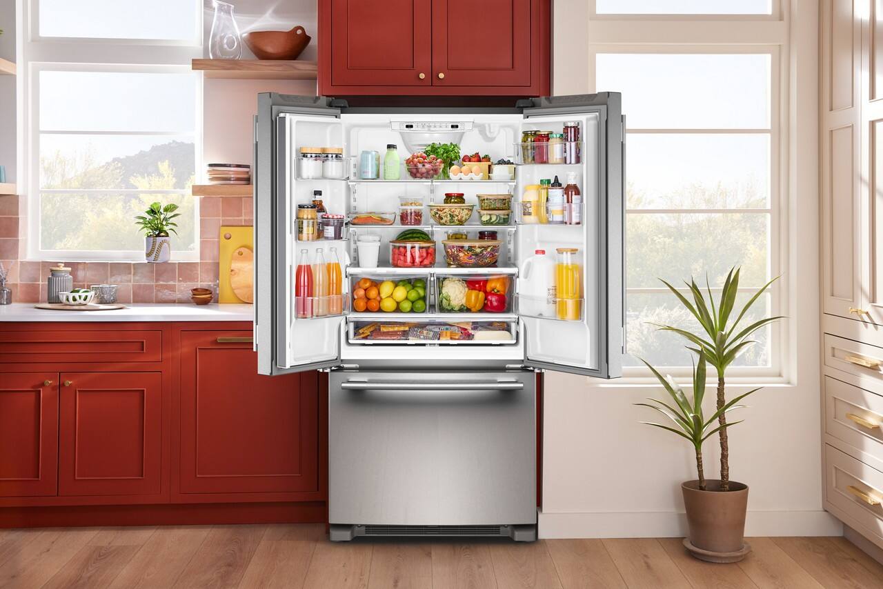 Alt View 4. KitchenAid - 33 in. Wide 22 cu. ft.  French Door Refrigerator with Internal Water Dispenser - PrintShield Stainless.