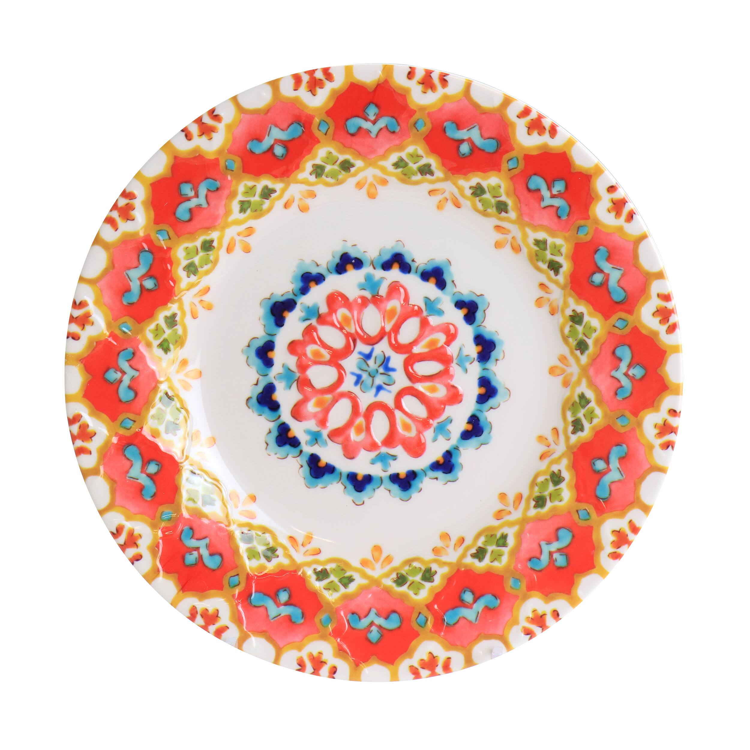 Alt View 3. Laurie Gates - Laurie Gates California Designs Tamayo 12 Piece Melamine Dinnerware Set in Multi-Color - White/Red/yellow/Blue.