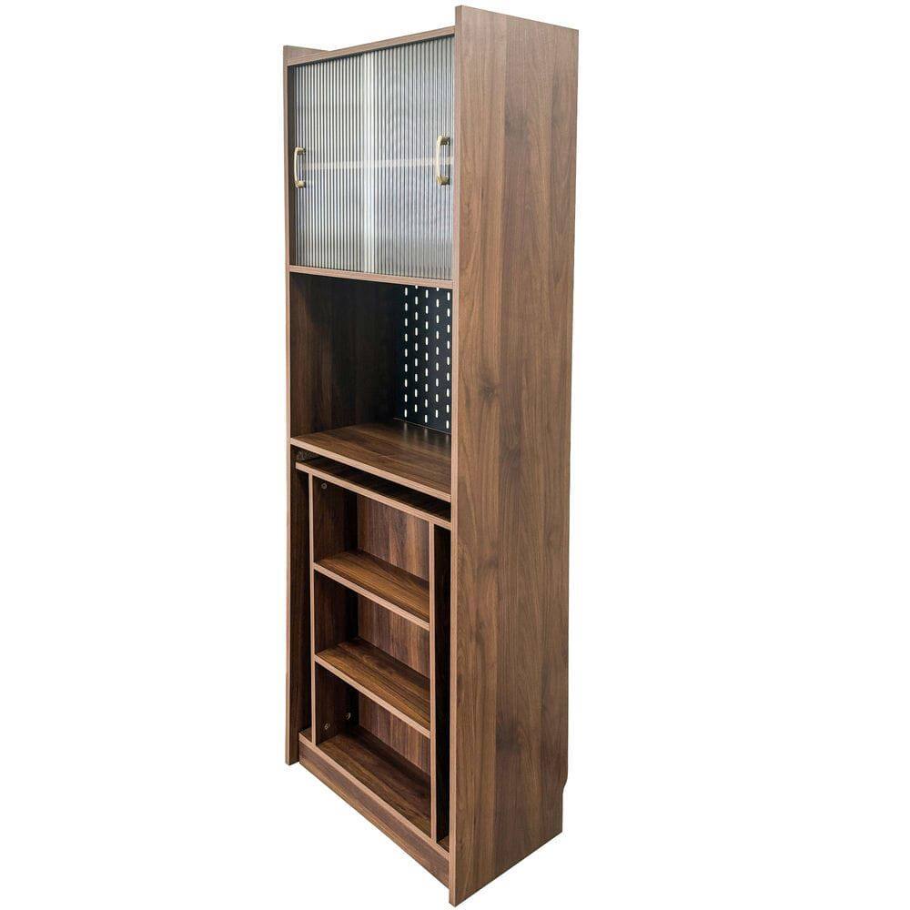 Alt View 10. Kadyn - Folding Desk with Storage, Space-Saving Foldable Computer Desk for Small Spaces, Writing Table for Home, Office, Brown - Brown.