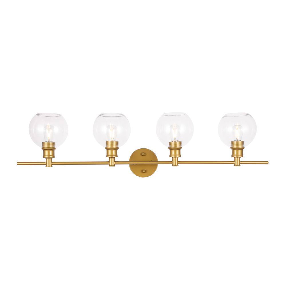 Alt View 10. Living District - Collier 4 light Brass and Clear glass Wall sconce - Brass And Clear Glass.