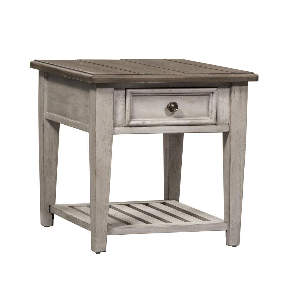 Alt View 1. Liberty Furniture Industries - Heartland Drawer End Table in Antique White w/ Tobacco Top - White.