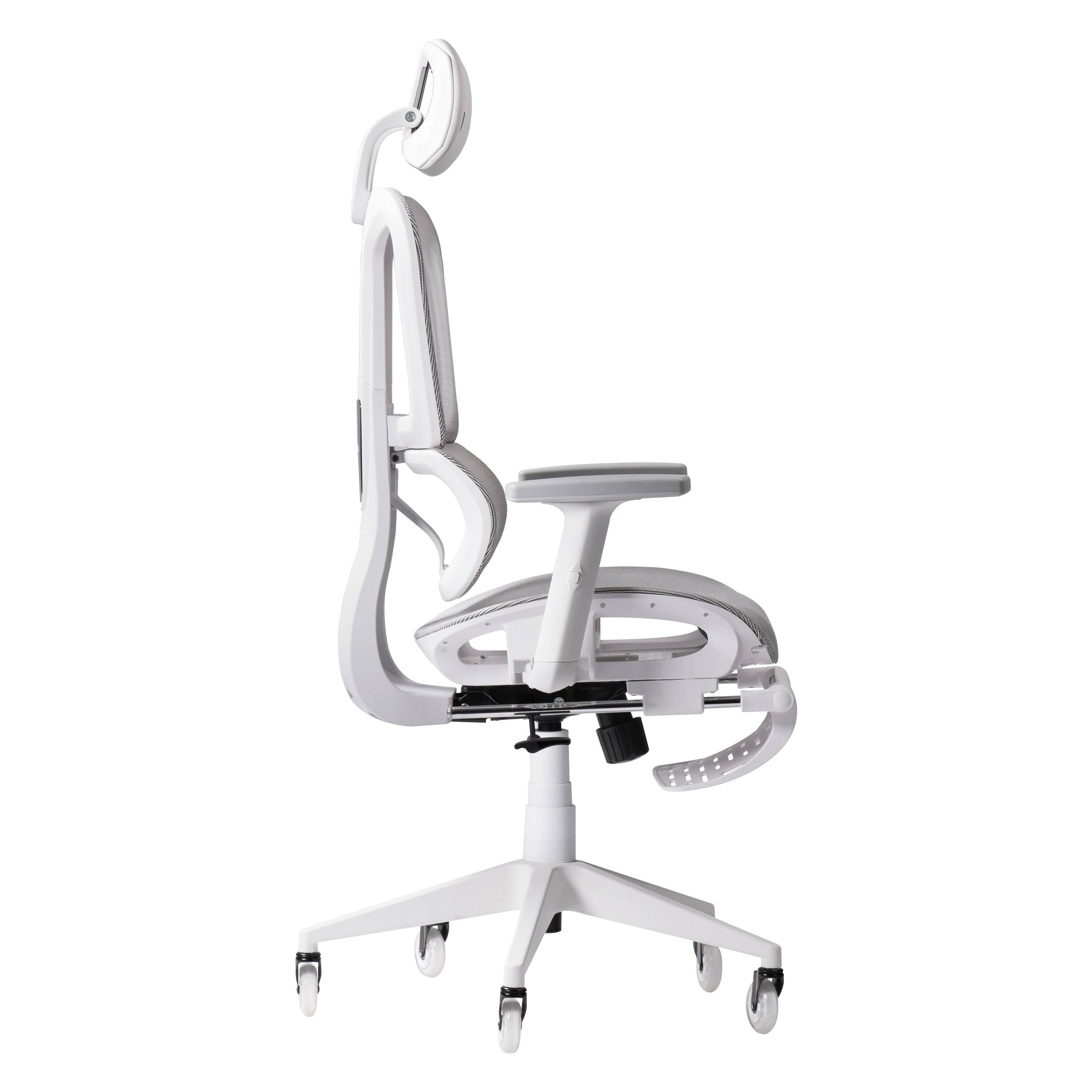 Back. Spaco - Ergonomic Mesh Gaming Chair, Breathable Back, Adjustable Lumbar and Height, Footrest, 275lbs - White.