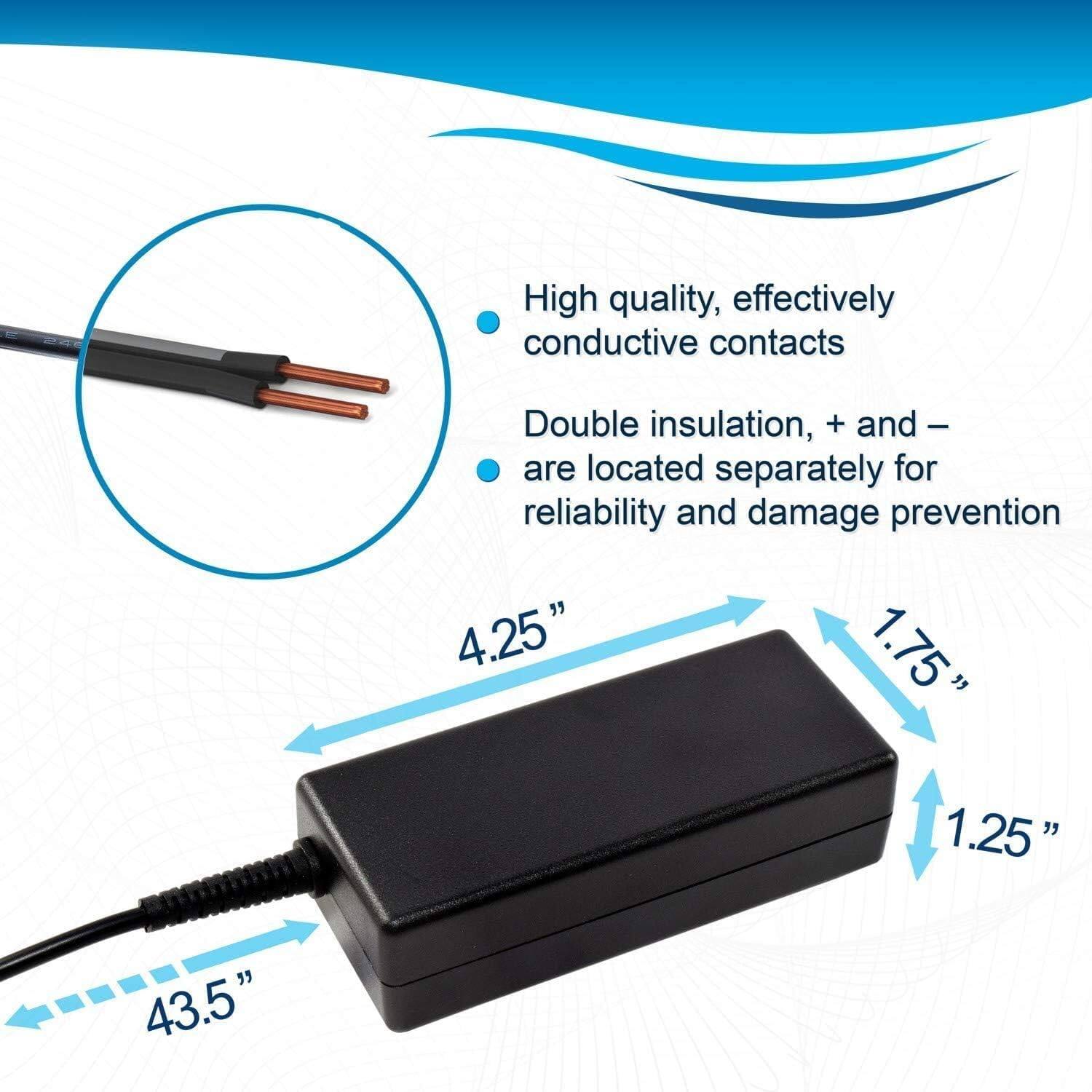 High quality, effectively conductive contacts  
Double insulation, + and - are located separately for reliability and damage prevention  

4.25"  
1.75"  
1.25"  
43.5"