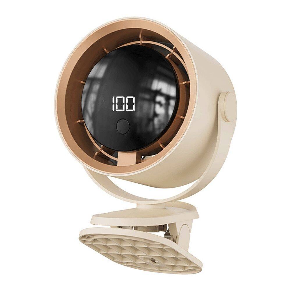 Angle. Loheer - Loheer 100 Speed Clip On Fan Portable Desk Fan Rechargeable with LED Display and Hook Beige.