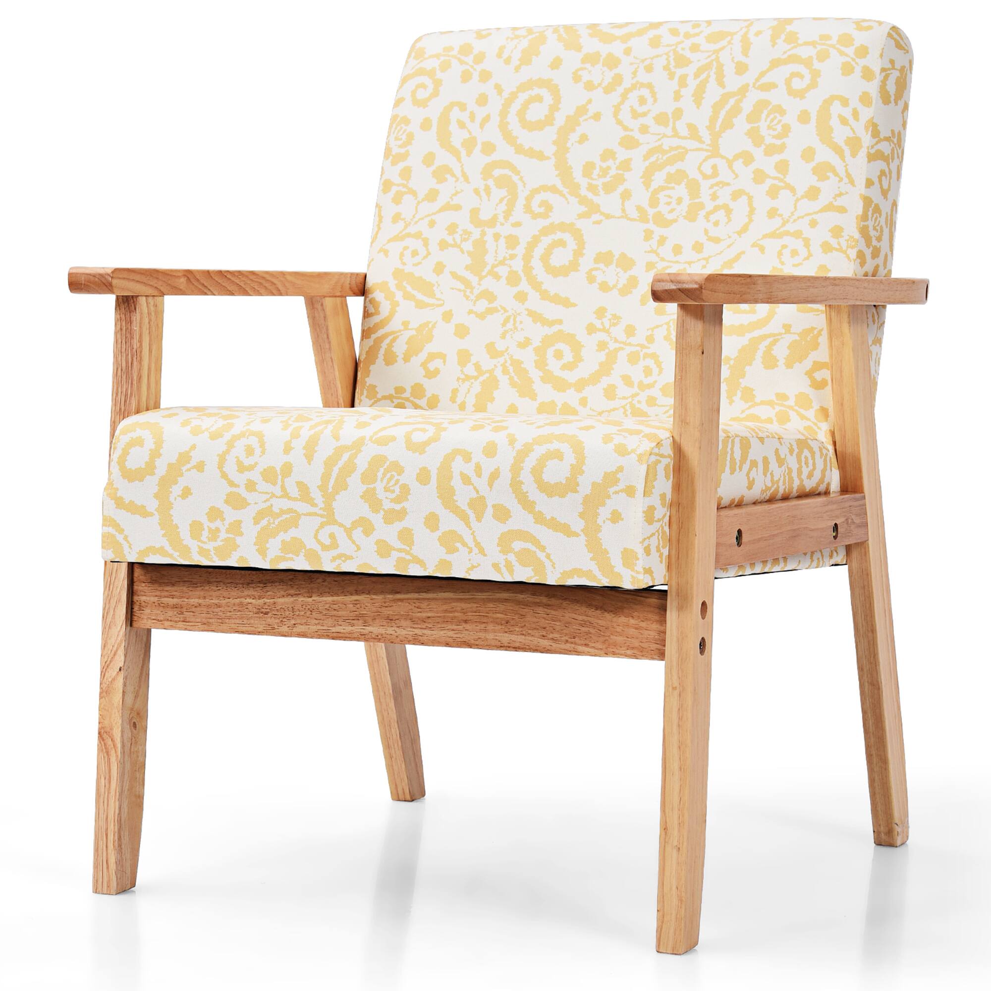 Alt View 13. Costway - Accent Upholstered Home Office Chair with Wooden Frame (Set of 2) - Yellow.