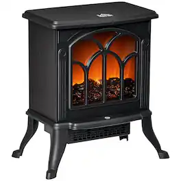 Resenkos - Electric Fireplace Heater, Freestanding Fireplace Stove with Realistic Logs and Flame Effect - Black