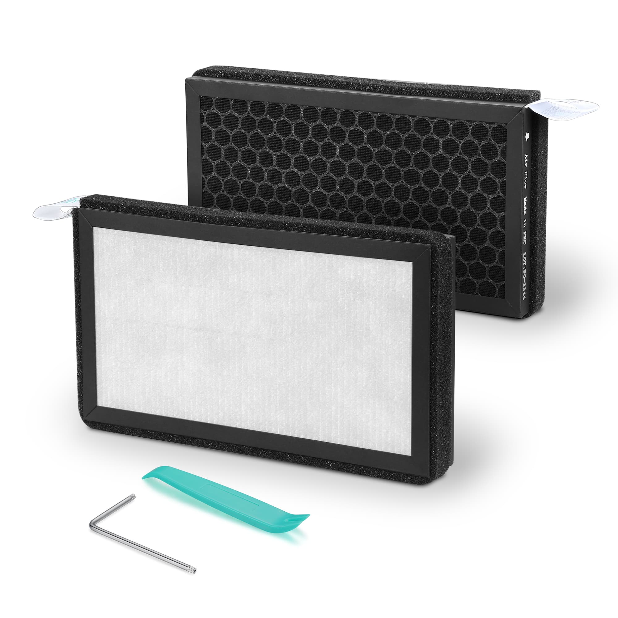 Lectron - Cabin Air Filter Replacement for Tesla Model 3/Model Y (2 Pack) - Black - Front_Zoom