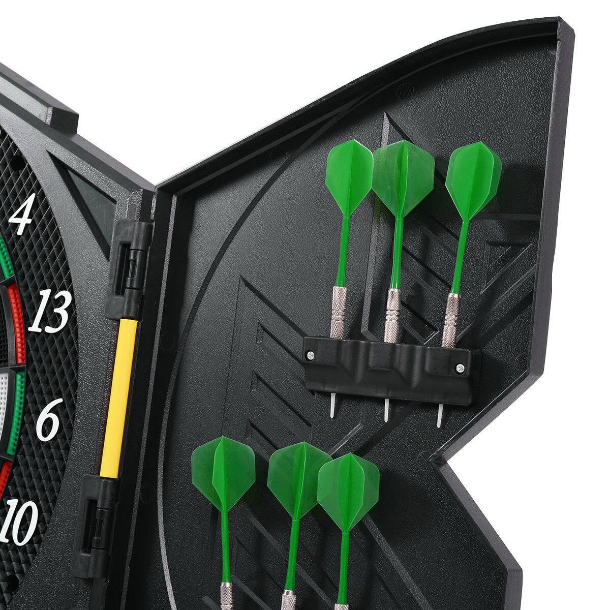 Alt View 14. Costway - Professional Electronic Dartboard Cabinet Set w/ 12 Darts Game Room LED Display - Black.