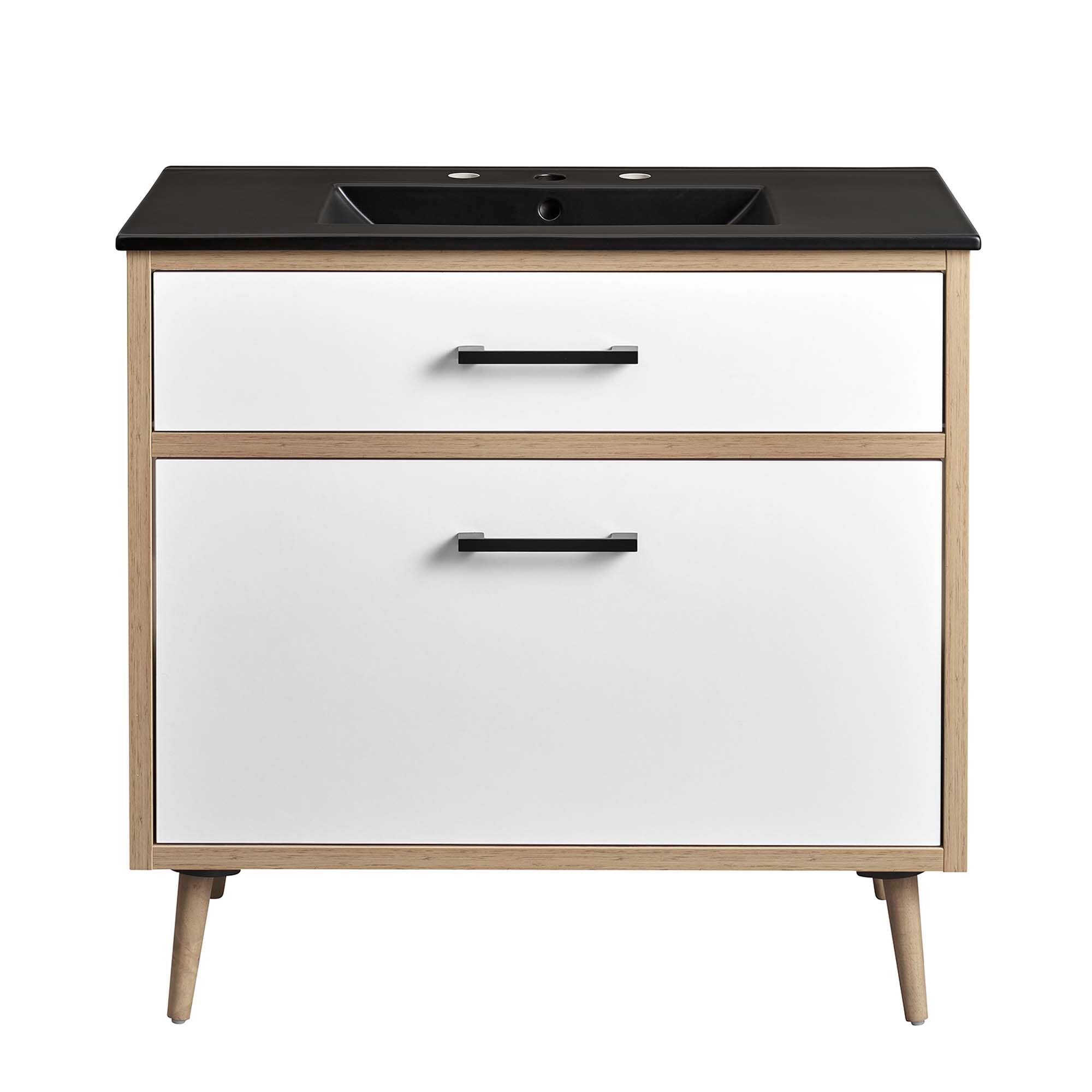 Alt View 4. Modway - Maverick Bathroom Vanity Basin Included by Modway - Black Oak.