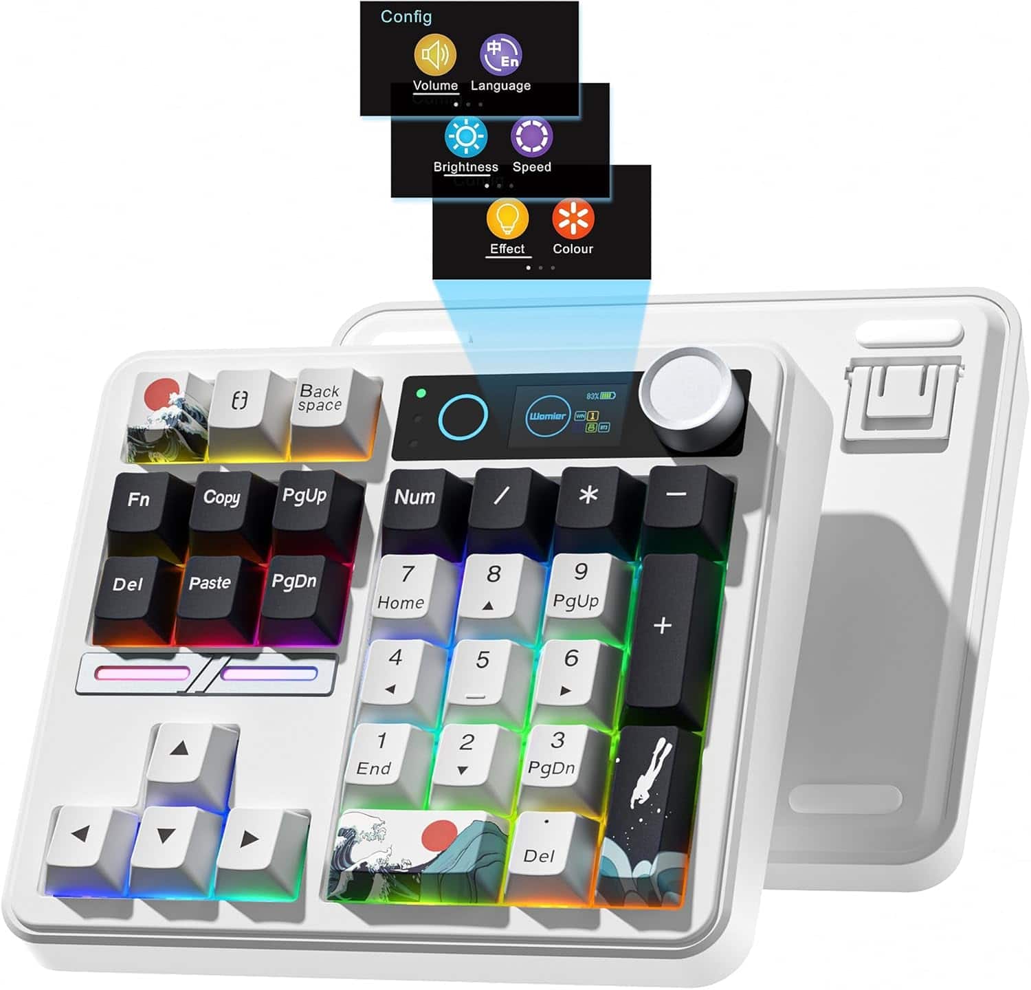 Womier - SK30 Mechanical Numpad, Mini Keyboard,Macro Software RGB Number Pad Hotswap with Screen & Knob for Mac Windows - White