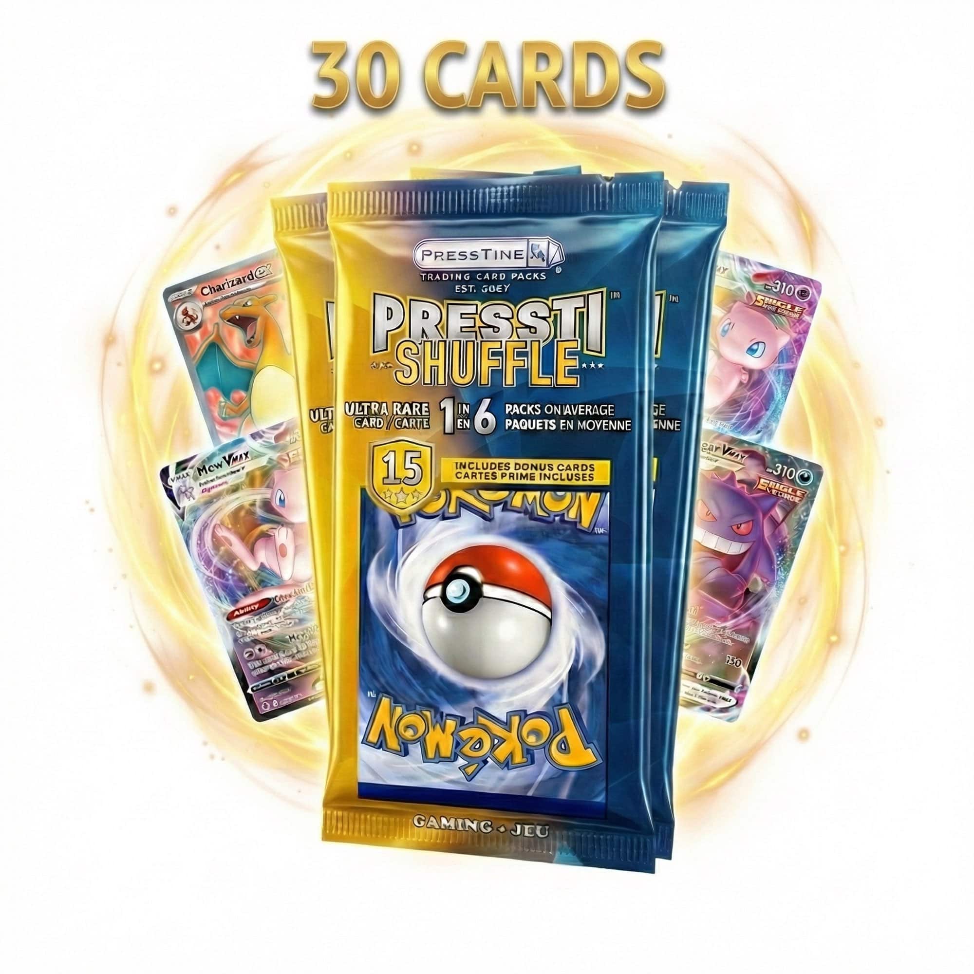 Pokémon - Set of 2 Presstine Pokemon PresstiShuffle 15-Card Packs - 30 Cards Total - Black