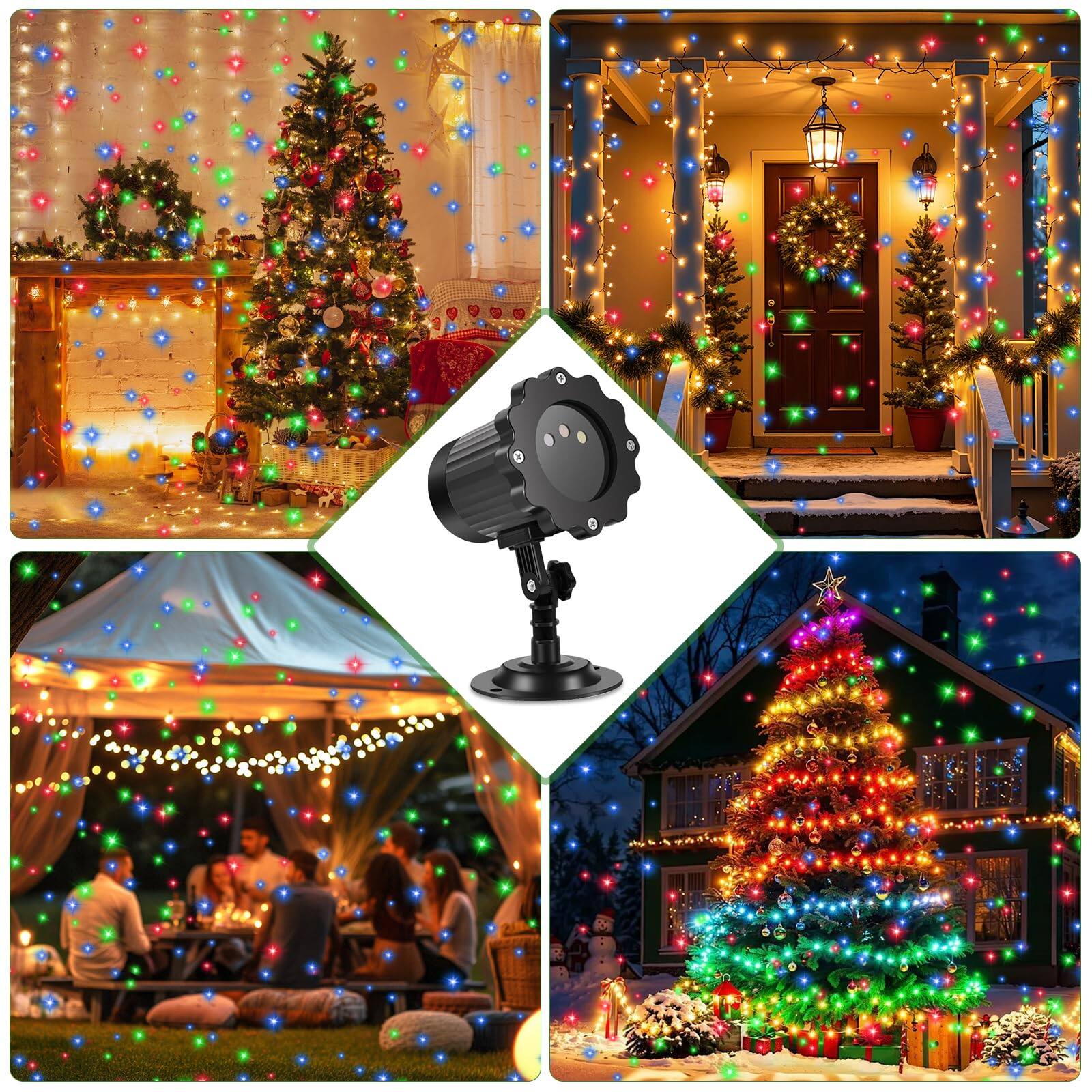 Back. Dazzed Corner - Christmas Projector Lights, Landscape Spotlight RGB Star Show - Black.