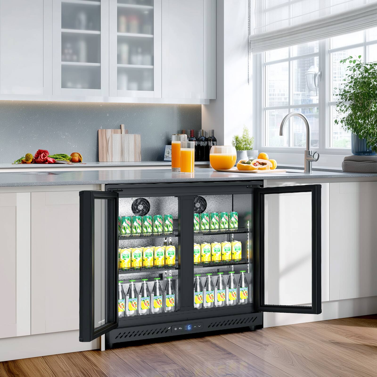 Alt View 7. Winado - 7 Cu.Ft Commercial Beverage Refrigerator ETL , Merchandiser Display Refrigerator Beverage Cooler 2 Glass Door , LED - Black.