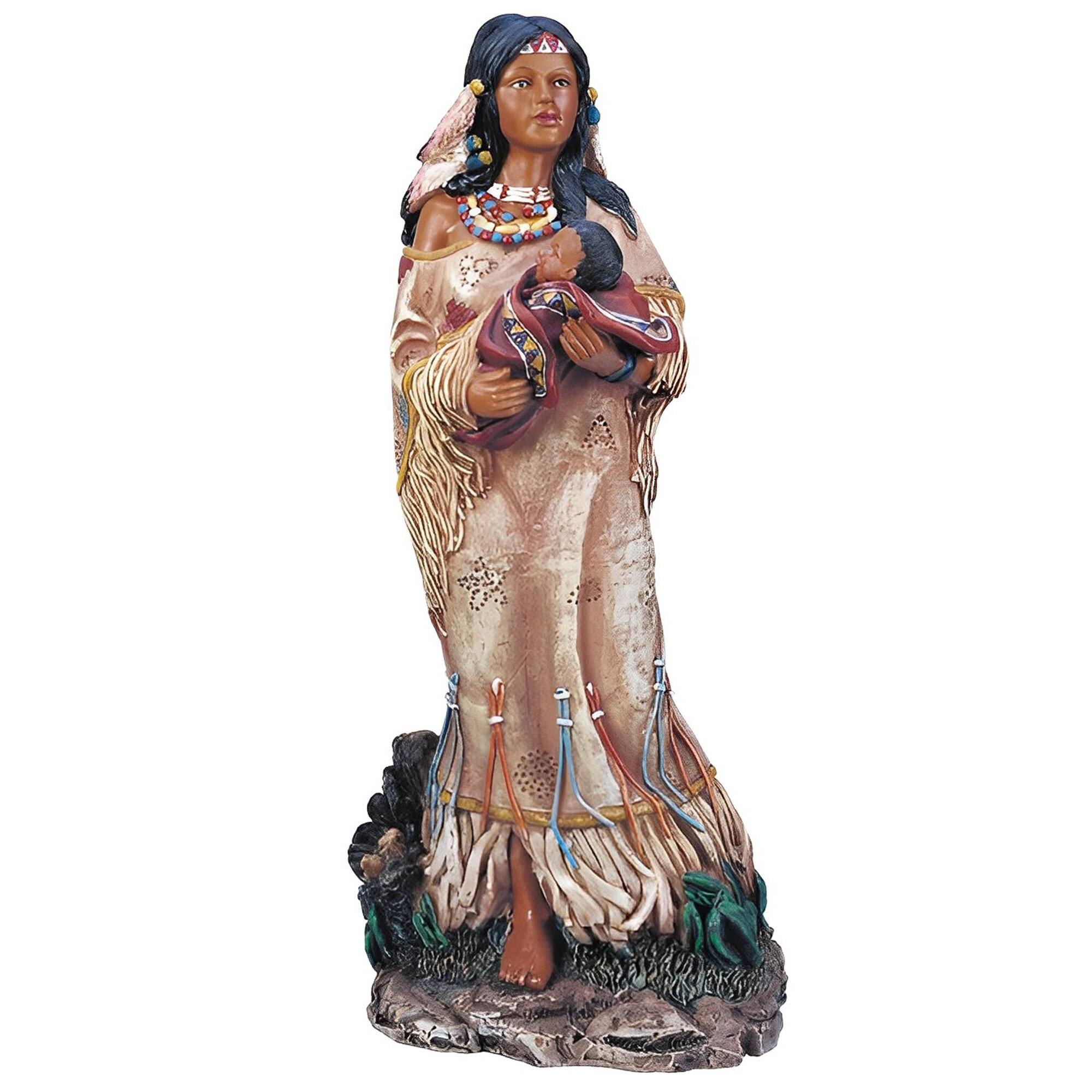 Front. FC Design - FC Design 11"H Native American Woman with a Baby Figurine Statue Desk Tabletop Home Decor Gift - Multi-Color.