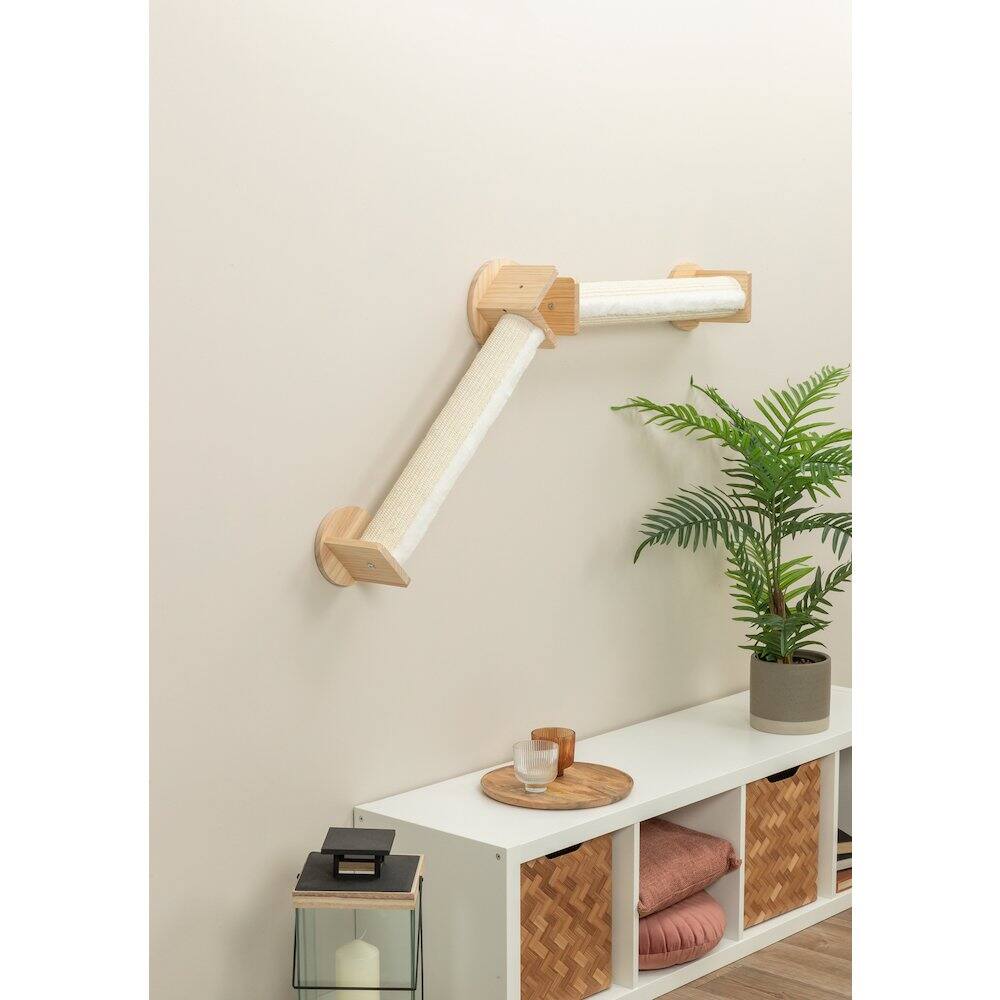 Angle. TRIXIE - Wall Set 4 Multi-Level Wall Mounted Cat Perch System w-2 Scratching Posts - Natural/White.
