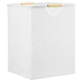 Unique Bargains - Large Laundry Basket, Foldable Hamper with Wooden Handles, Tall Storage for Comforter, Clothing, Blanket, Pillows - Milky White
