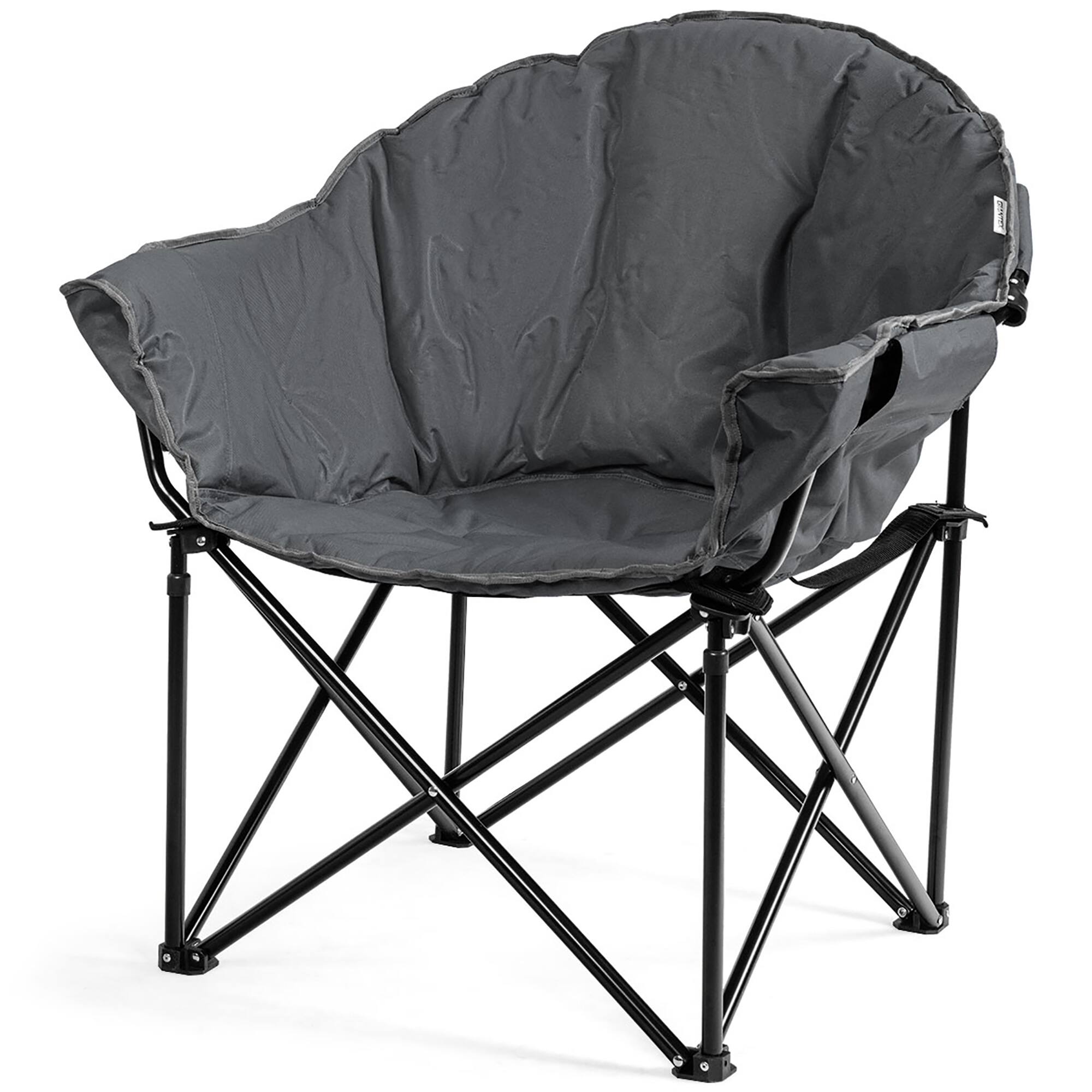 Alt View 14. Costway - Folding Camping Moon Padded Chair with Carry Bag Cup Holder Portable Grey - Grey.