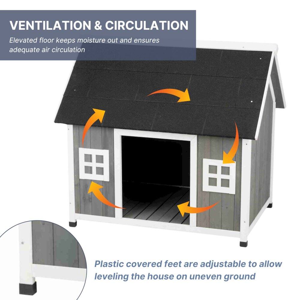 VENTILATION & CIRCULATION  
Elevated floor keeps moisture out and ensures adequate air circulation  

Plastic covered feet are adjustable to allow leveling the house on uneven ground