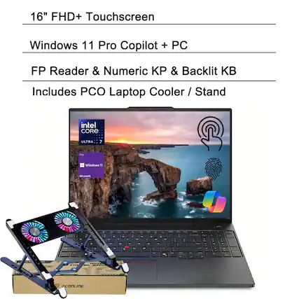 16" FHD+ Touchscreen
Windows 11 Pro Copilot + PC
FP Reader & Numeric KP & Backlit KB
Includes PCO Laptop Cooler / Stand
Intel Core Ultra 7
Windows 11
Micronoh
PCONLINE