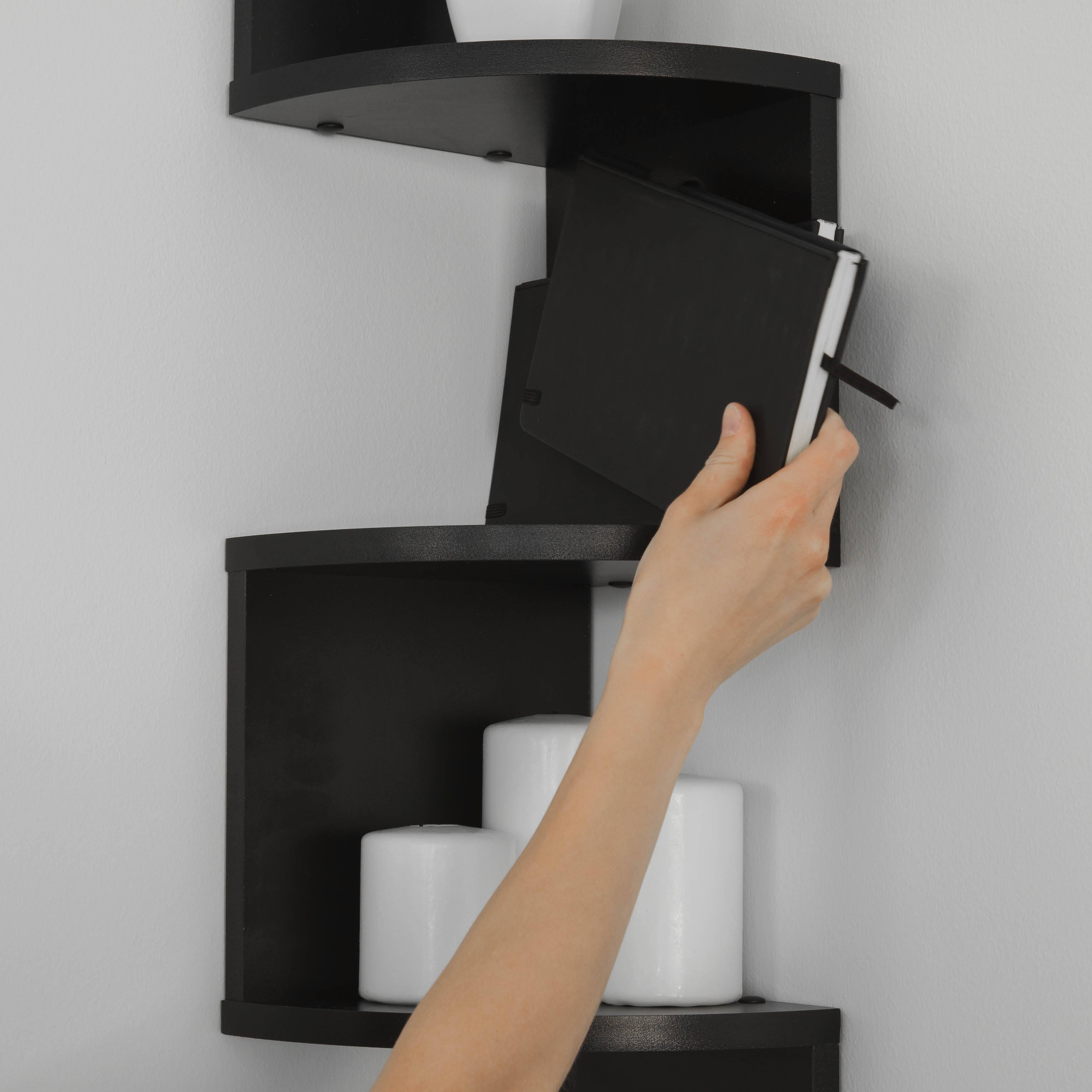 Alt View 1. Danya B - Five Tier Corner Wall Shelf - Black - Black.
