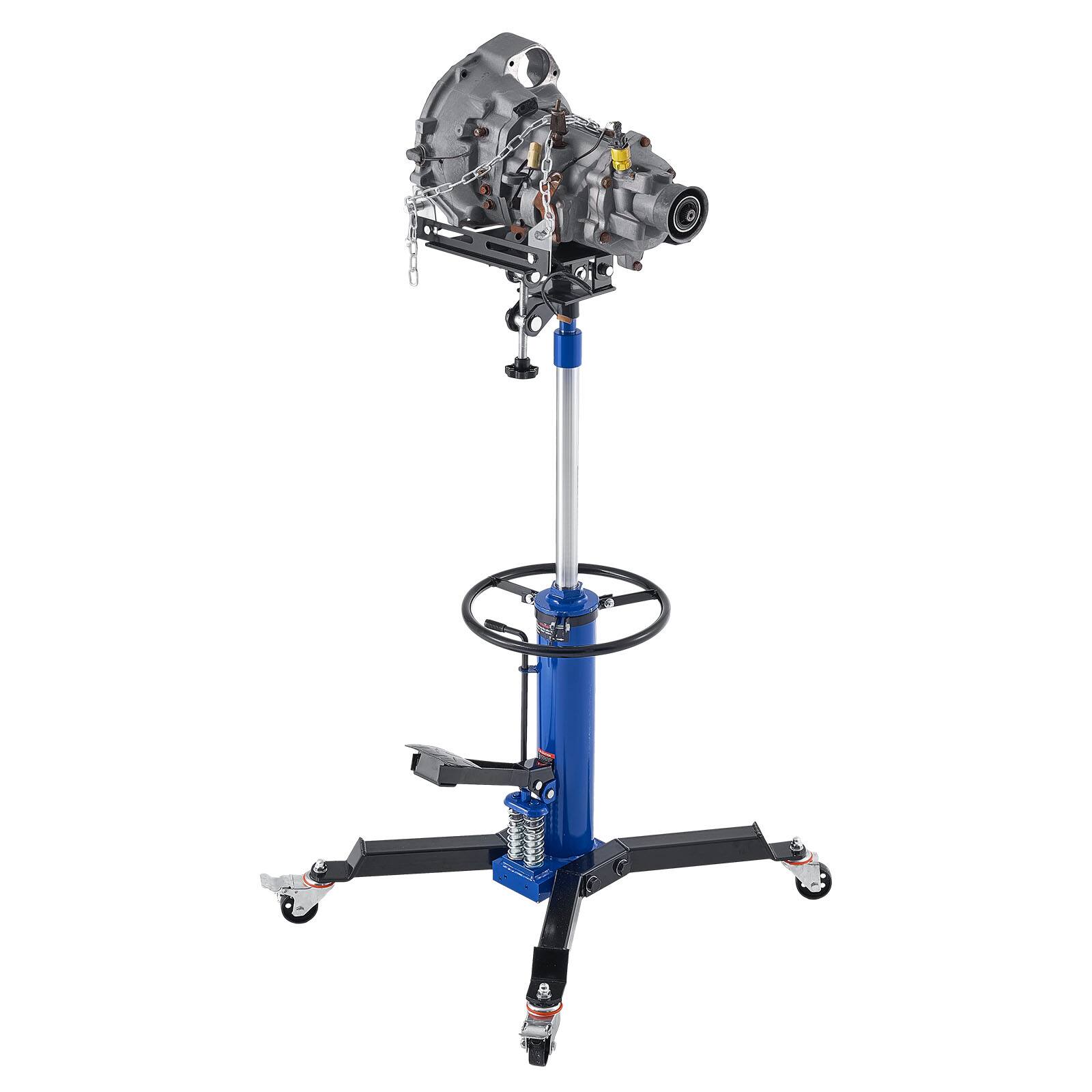 Alt View 5. VEVOR - Hydraulic Transmission Jack, 1322 lbs / 0.6 Ton Lifting Capacity Telescoping Transmission Jack with Foot Pedal - Blue;Black.