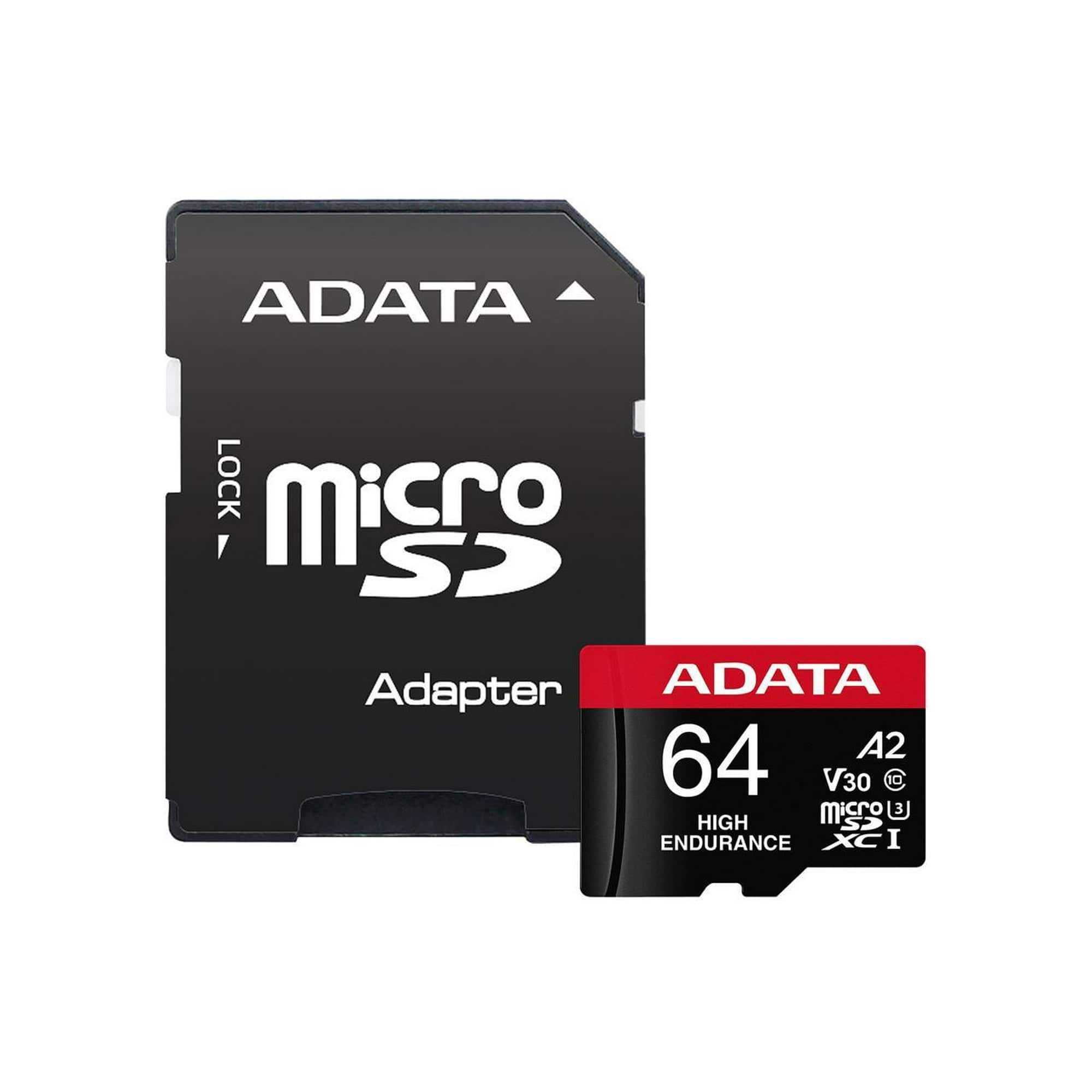 ADATA - High Endurance 64GB UHS-I U3 V30 A2 Class 10 Micro SDXC Memory Card (AUSDX64GUI3V30SHA2-RA1) price history on PriceWatchPro