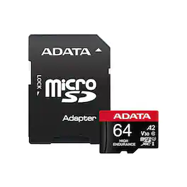 ADATA - High Endurance 64GB UHS-I U3 V30 A2 Class 10 Micro SDXC Memory Card (AUSDX64GUI3V30SHA2-RA1)