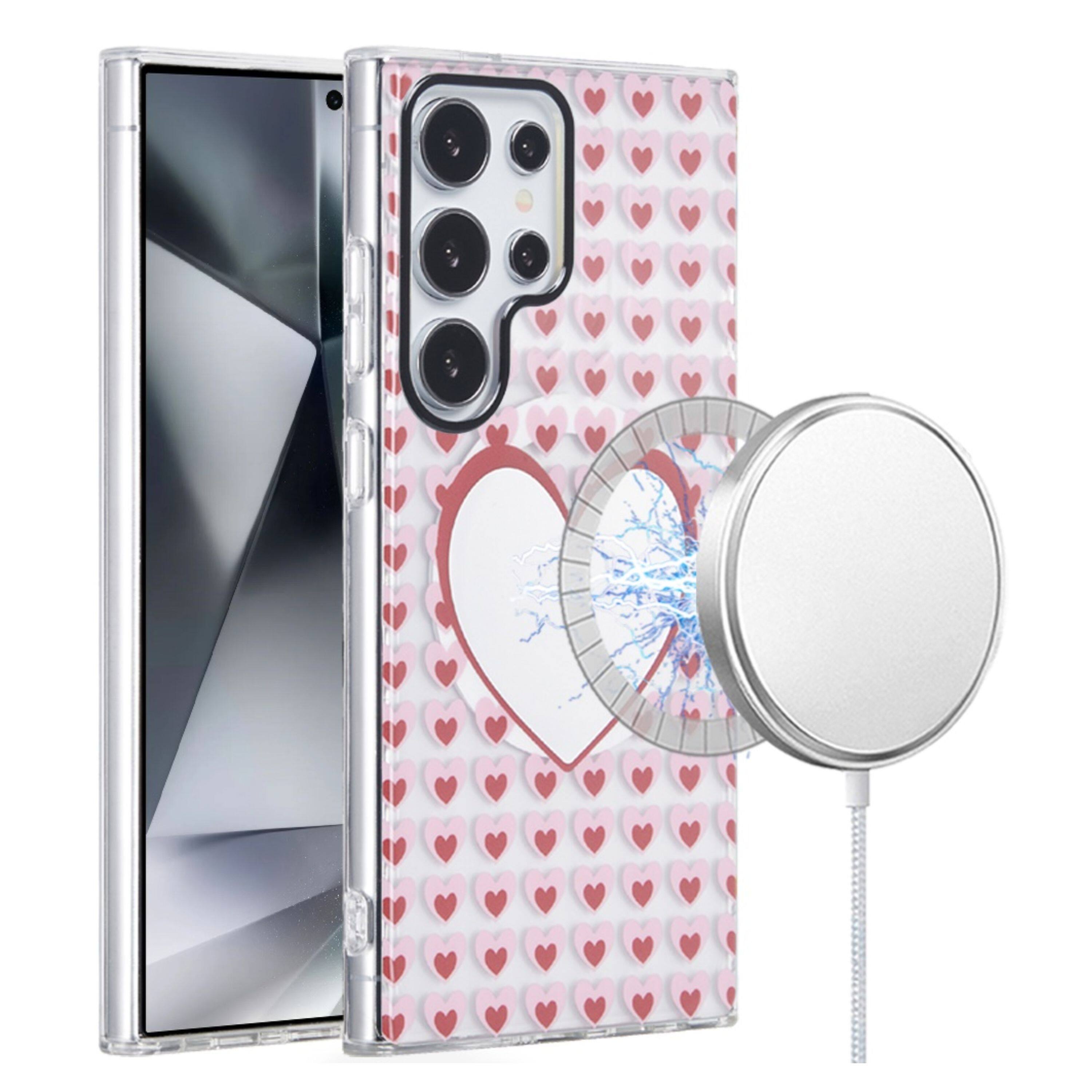Angle. Kitcheniva - Heart Dual Layer TPU In Mold Design Magnetic Circle Phone Case For Samsung Galaxy S24 Ultra - Multicolor.