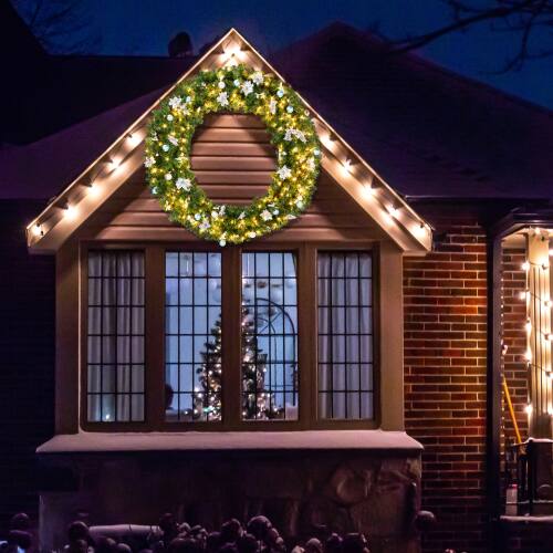 Alt View 5. Winado - 60in Pre-lit Artificial Christmas Wreath Outdoor with LED Lights for Holiday Decoration - Light Green.