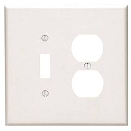 Leviton - Double Gang Toggle and Duplex Receptacle Wallplate Model 001-88105 - White