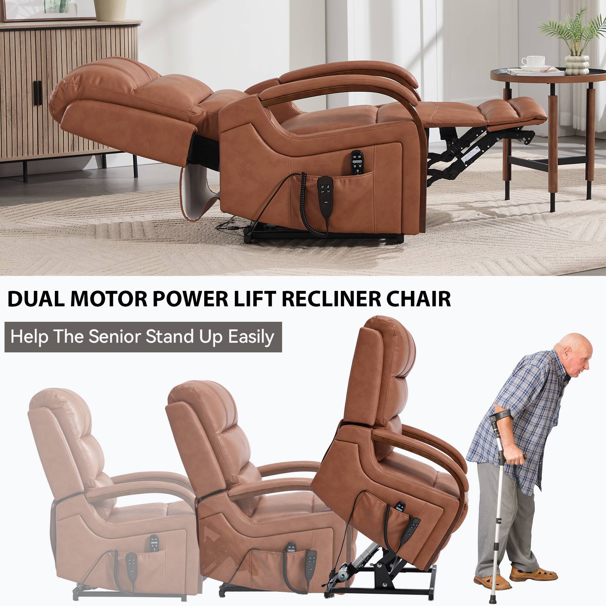 DUAL MOTOR POWER LIFT RECLINER CHAIR  
Help The Senior Stand Up Easily
