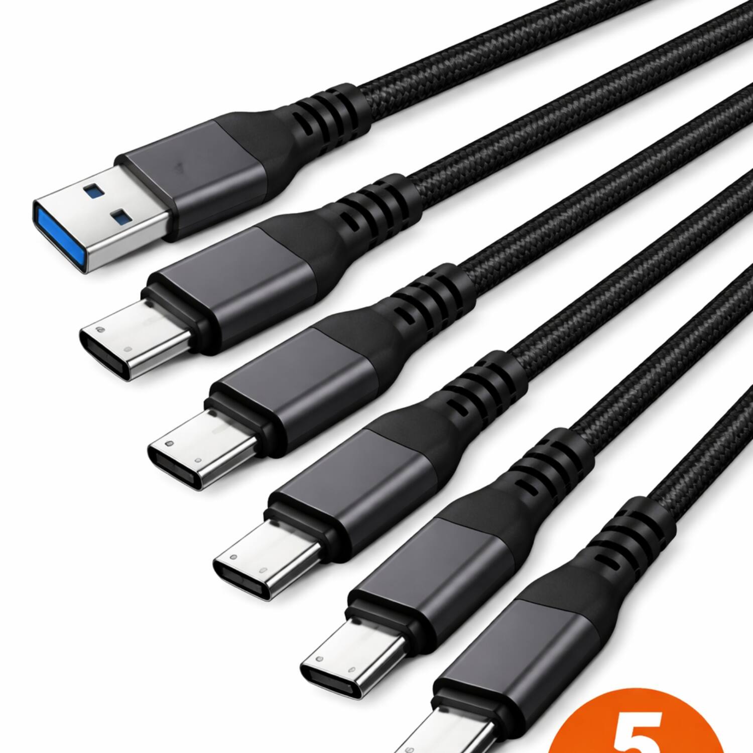 Angle. Home Collection - USB Type-C Data Cable 5A Fast Charging – USB-A to USB-C Charger Cord, 6 ft.