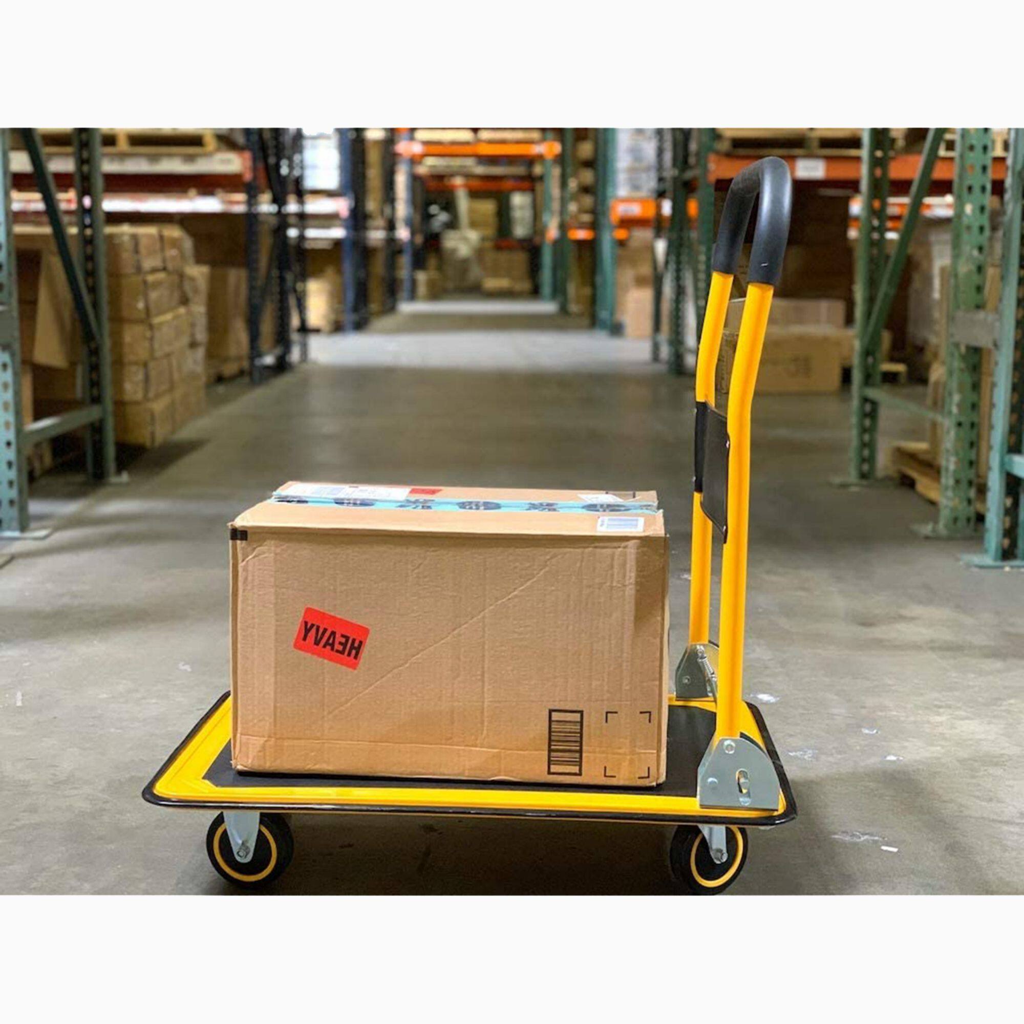 Alt View 3. Boyel Living - Yellow Folding Heavy Duty Flatbed Cart 660 lbs Capacity Moving Platform Truck - Yellow.