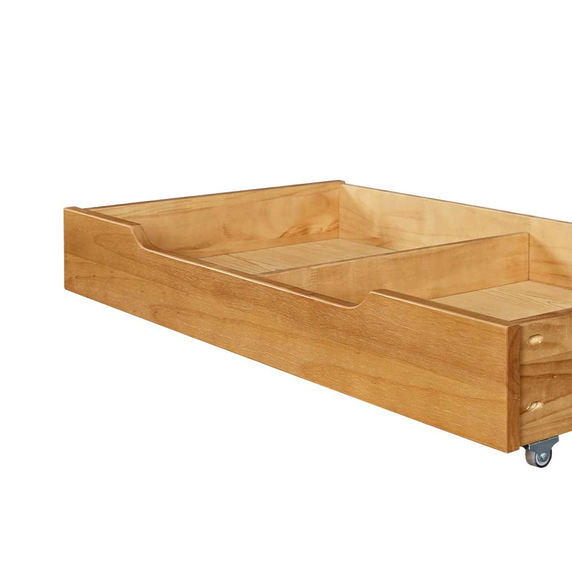 Alt View 2. MUSEHOMEINC - MUSEHOMEINC BD1001T Solid Wood Underbed Storage Trundle Organizer, Full/Twin - Teak.