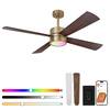 Front. Parrot Uncle - 52-Inch RGB Smart Ceiling Fan with Lights – Modern, Dimmable, Reversible DC Motor & App Control - Antique Gold.