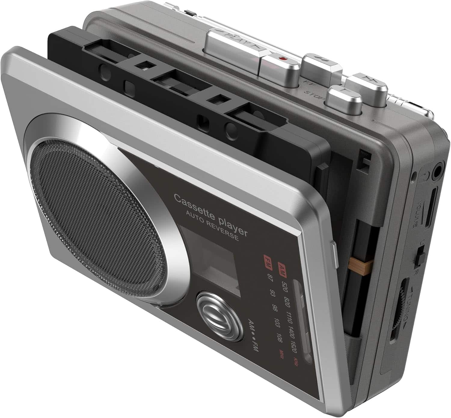 THIRSTY TURTLE - Portable Cassette Recorder & AM/FM Radio w/ Speaker, USB or Battery