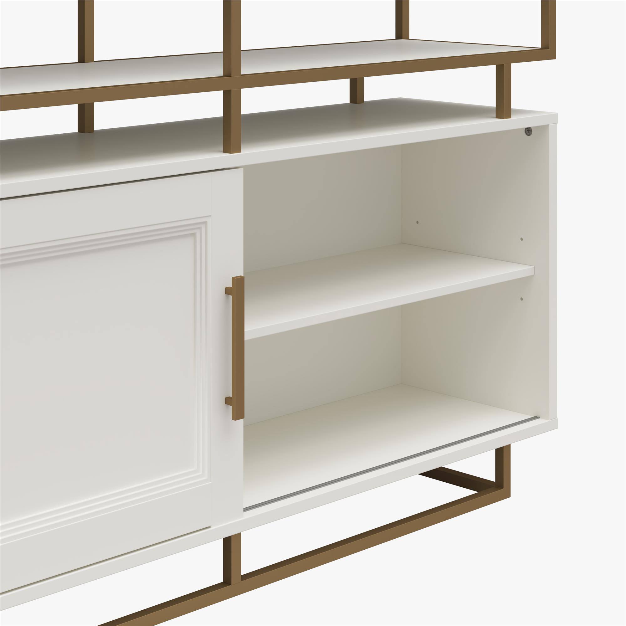 Alt View 5. Aukfa - Modern Bookcase Room Divider - White MDF & Gold Steel, Adjustable Shelves, 47.6"W x 70.3"H, Double-Sided Design - White.
