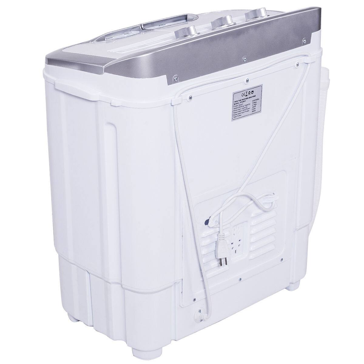 Left. Costway - Compact Mini Twin Tub 8 lb. Washing Machine - White and Grey.